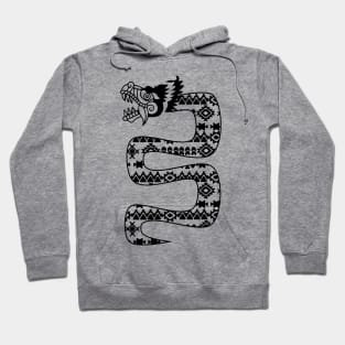 Aztec pattern snake dragon black Hoodie